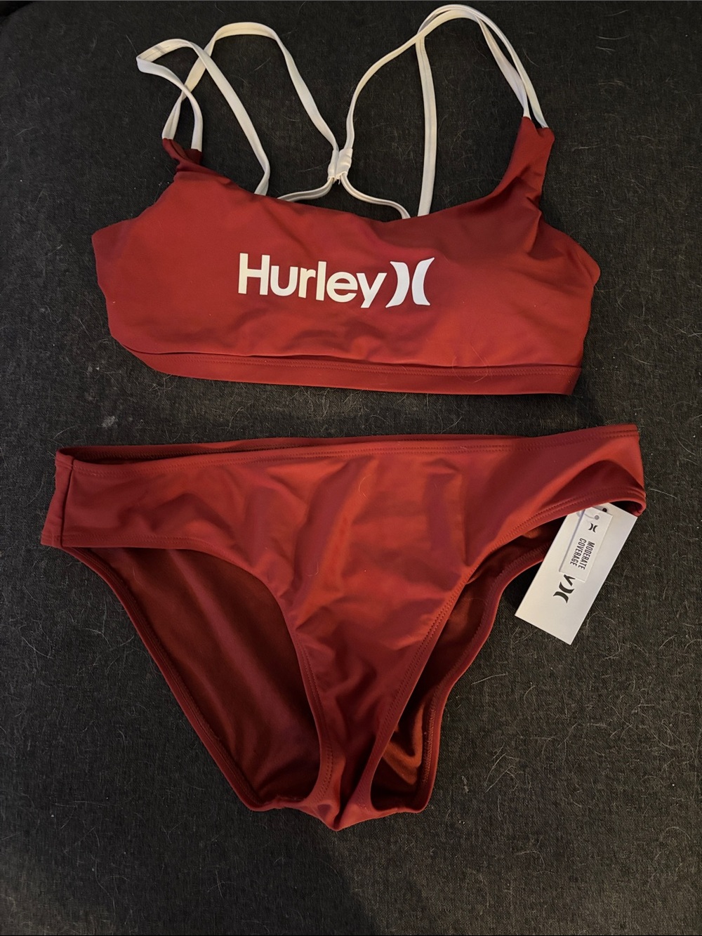 Hurley Women's Deep Red Strappy Two-Piece Bikini